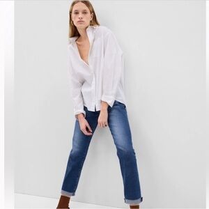 GAP Denim Girlfriend Dark Indigo Mid-Rise Tapered Leg Denim Jeans 0/25